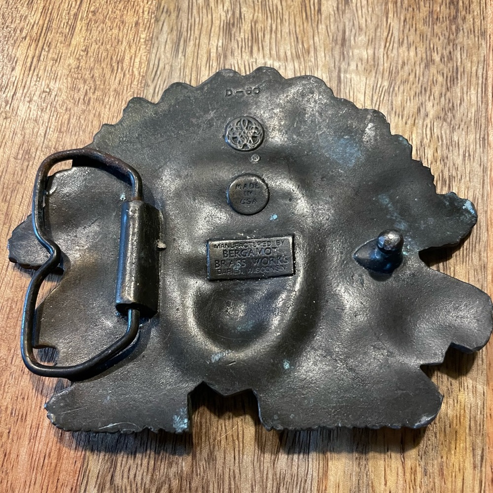 BERGAMOT BRASS WORKS Vintage Indian Head Belt Buckle Collector’s Item - Picture 2 of 6